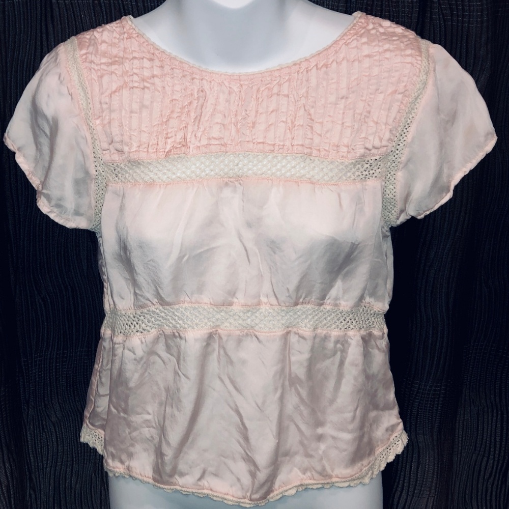 TOPSHOP/Nordstrom Crop Flowy Blush Pink Blouse 4